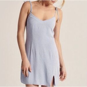 Abercrombie & Fitch Blue Polka Dot Tie Shoulder Mini‎ Dress Small S Side Slit